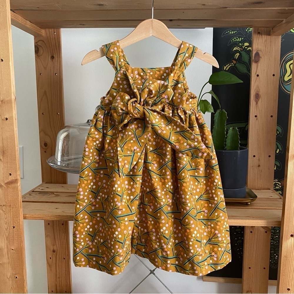 Piccadilly Bespoke Mustard Yellow Pink Floral Print Beckett Dress 2t - Picture 9 of 16